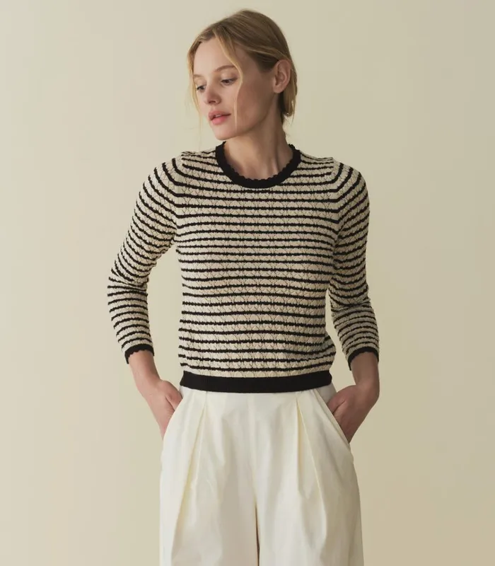 Shop PRUDENCE SWEATER Allaire Stripe DEN Knitwear
