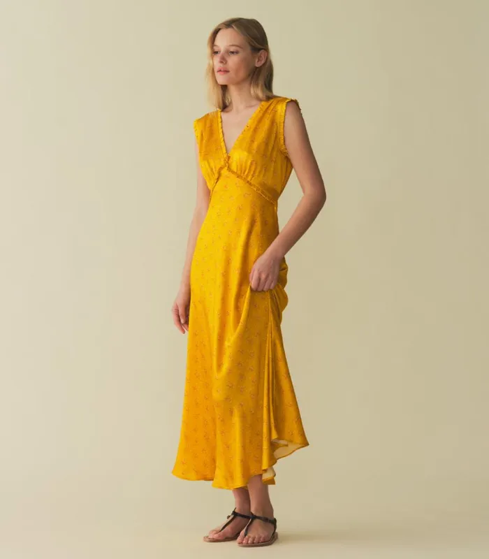 Shop TAHLIA DRESS Goldenrod Hillside Heather DEN Dresses