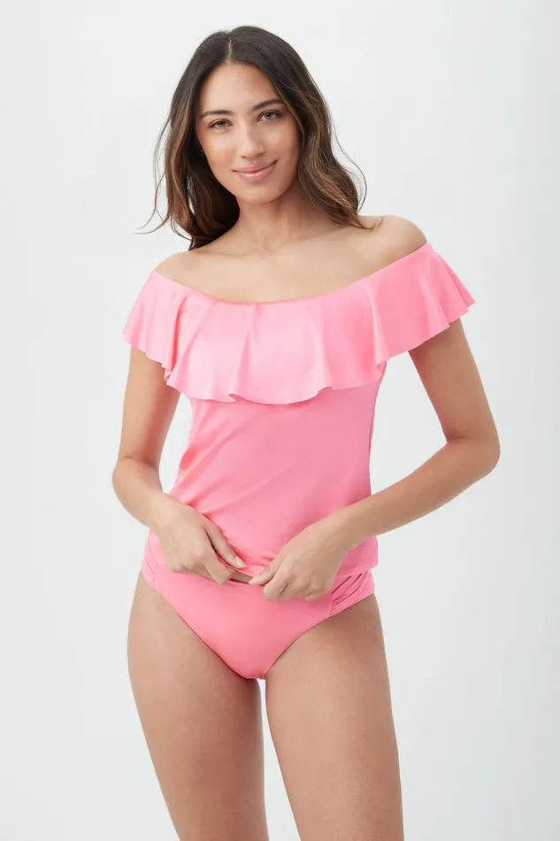 SHOP Trina Turk SWIM TOPS WOMEN039S MONACO OFF THE SHOULDER RUFFLE TANKINI SWIM TOP