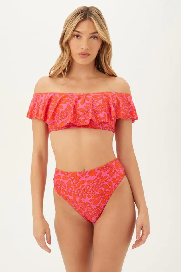 SHOP Trina Turk SWIM TOPS WOMEN039S TRELLIS OFF THE SHOULDER RUFFLE BANDEAU SWIM TOP