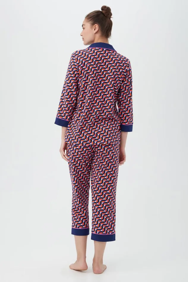 SHOP Trina Turk WOMEN039S SLEEPWEAR GEO RAINBOW WOMEN039S 34SLEEVE CROPPED PANT JERSEY PJ SET