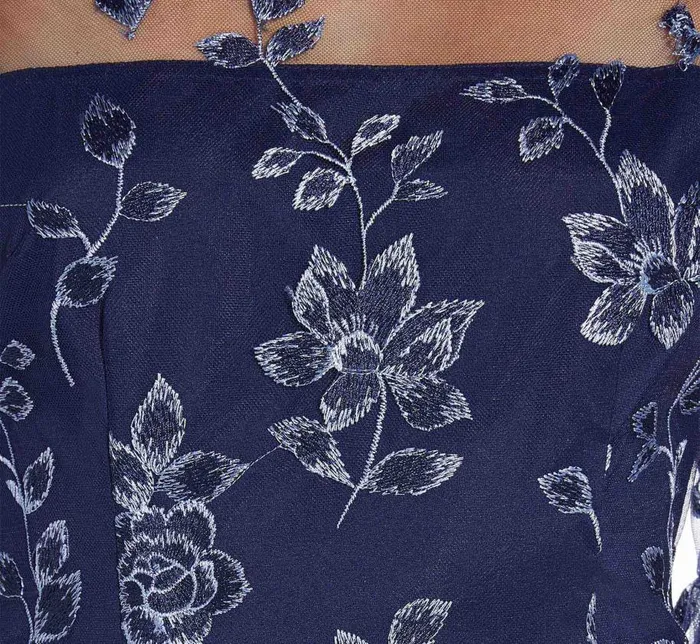 Short Dresses Womens Adrianna Papell Floral Embroidered Sheath Dress With Scalloped Detail In Midnight Multi