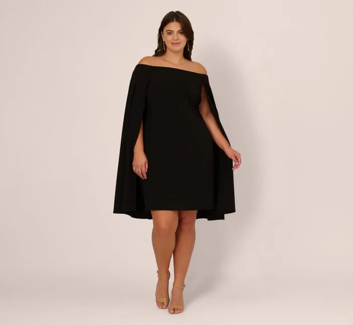 Short Dresses Womens Adrianna Papell Plus Size Off The Shoulder Cape Dress In Black Short Dresses Womens Adrianna Papell Plus Size Off The Shoulder Cape Dress In Black