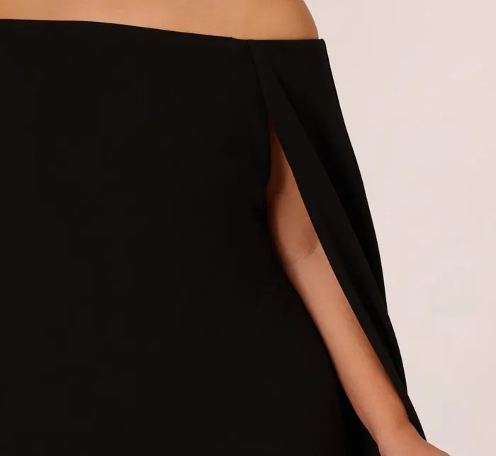 Short Dresses Womens Adrianna Papell Plus Size Off The Shoulder Cape Dress In Black