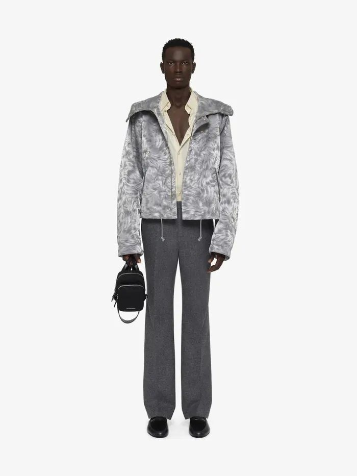 Short Parka In Cat Jacquard Light Grey Melange Men Givenchy Coats and Jackets Short Parka In Cat Jacquard Light Grey Melange Men Givenchy Coats and Jackets