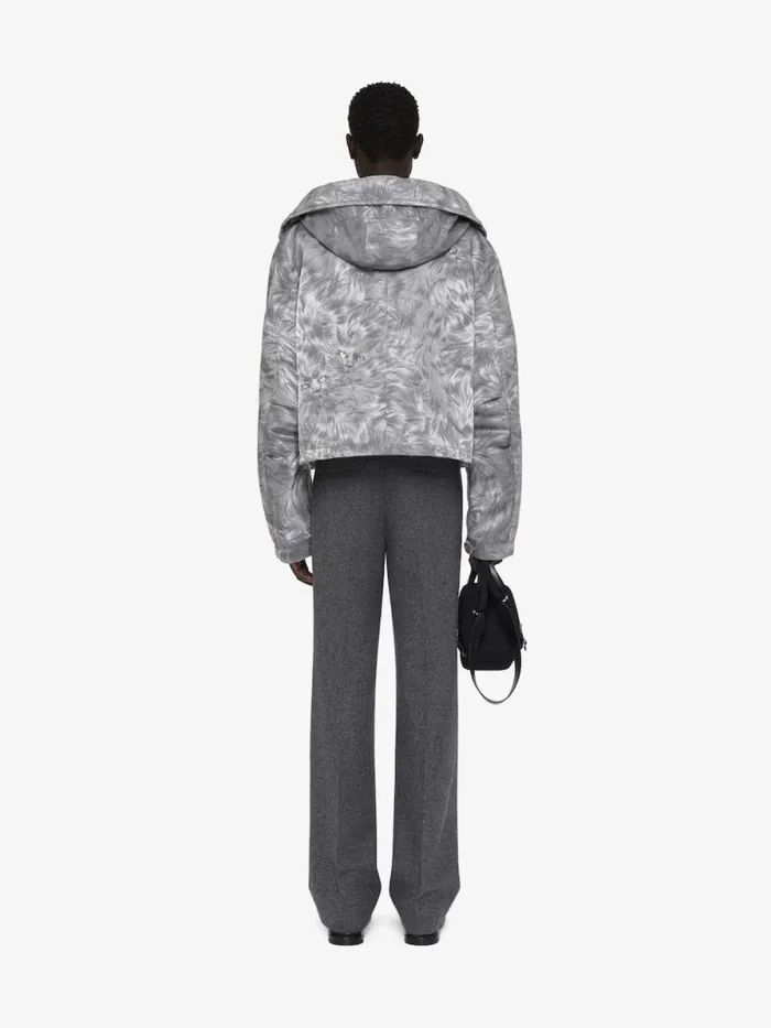 Short Parka In Cat Jacquard Light Grey Melange Men Givenchy Coats and Jackets