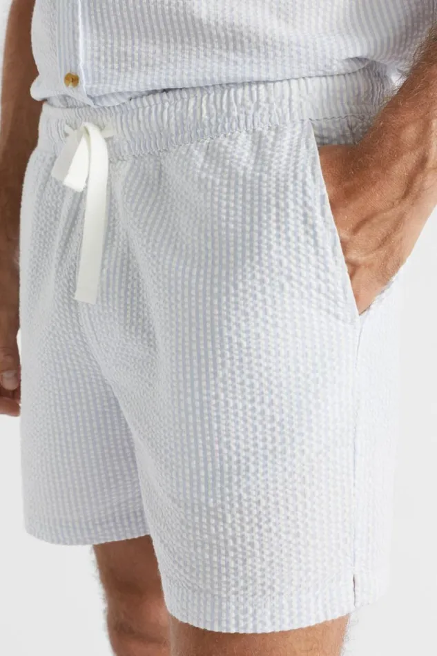 Shorts Man Seed Heritage Seersucker Short Light Blue Stripe