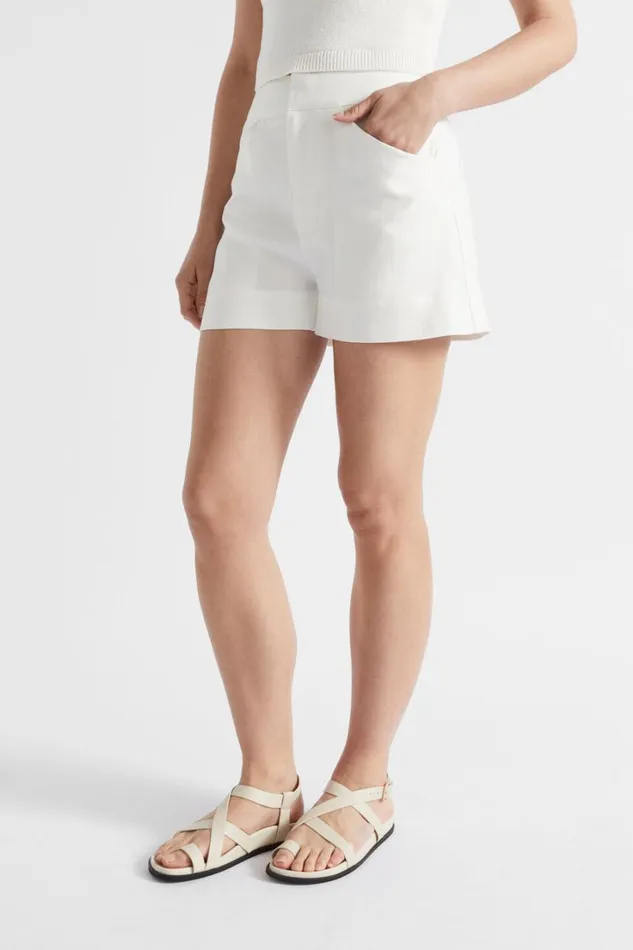 Shorts Woman Seed Heritage Linen Tailored Short Cloud Cream