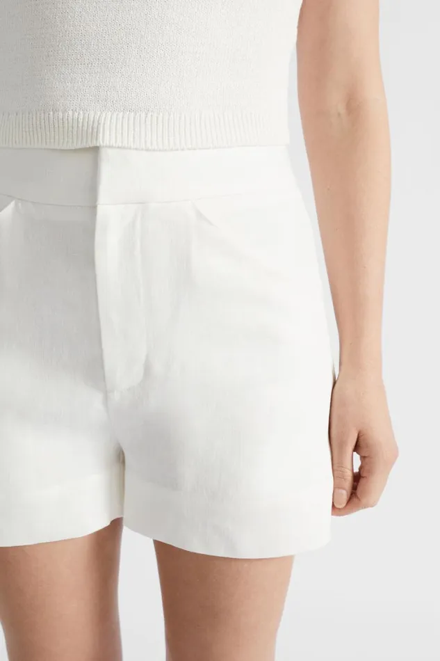 Shorts Woman Seed Heritage Linen Tailored Short Cloud Cream