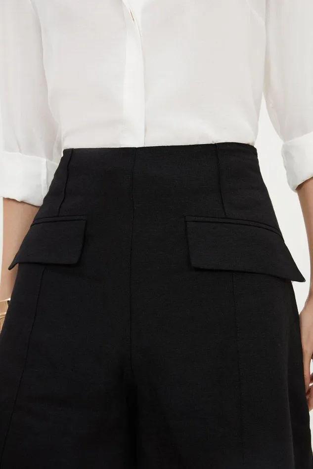 Shorts Women Karen Millen Viscose Linen City Woven Short Black