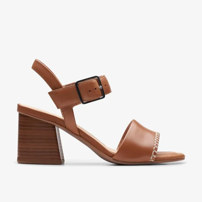 Siara 65 Buckle Tan Leather Women Clarks Sandals and Flip Flops