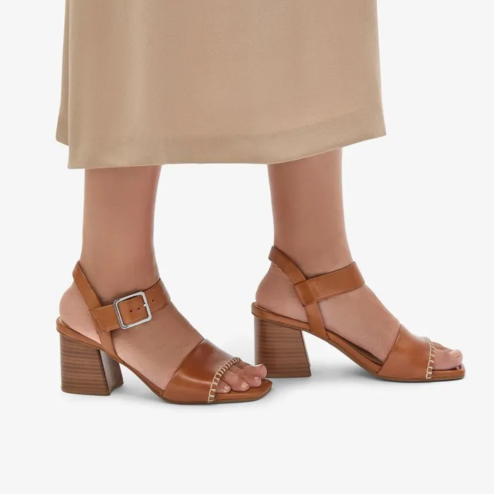 Siara 65 Buckle Tan Leather Women Clarks Sandals and Flip Flops