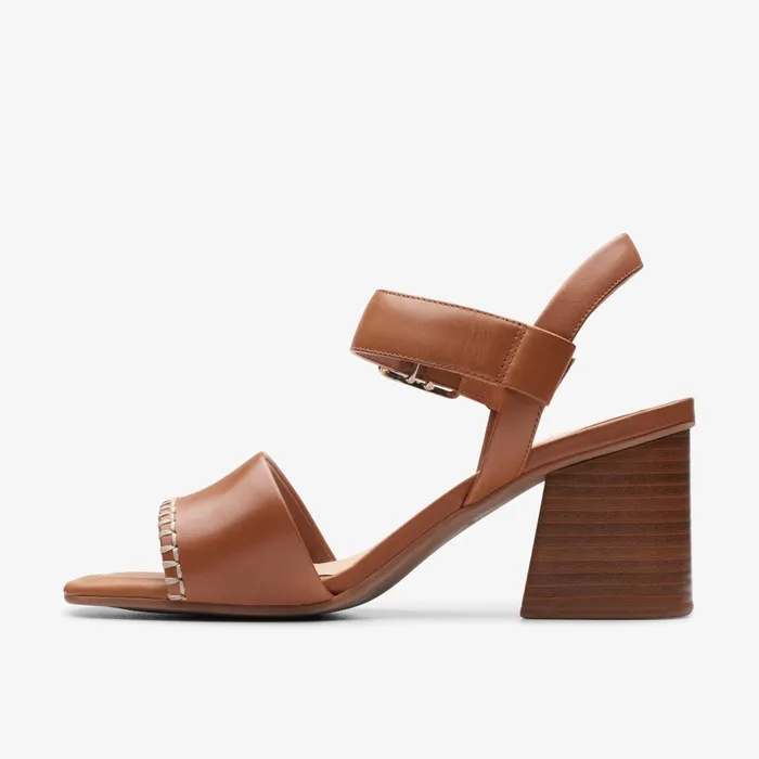 Siara 65 Buckle Tan Leather Women Clarks Sandals and Flip Flops