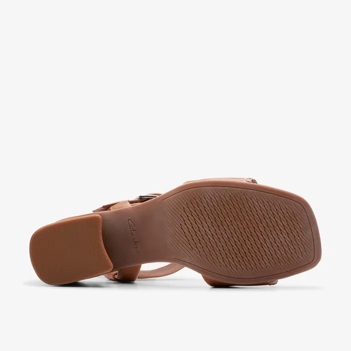 Siara 65 Buckle Tan Leather Women Clarks Sandals and Flip Flops