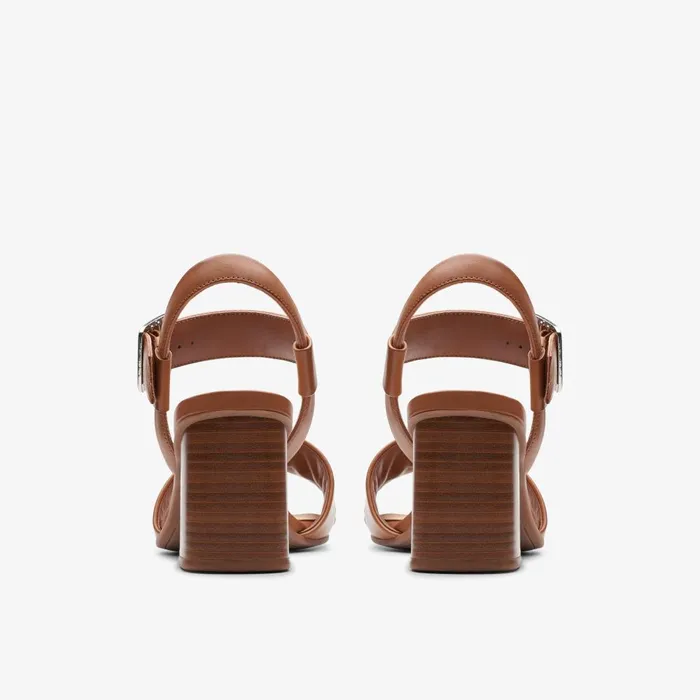 Siara 65 Buckle Tan Leather Women Clarks Sandals and Flip Flops