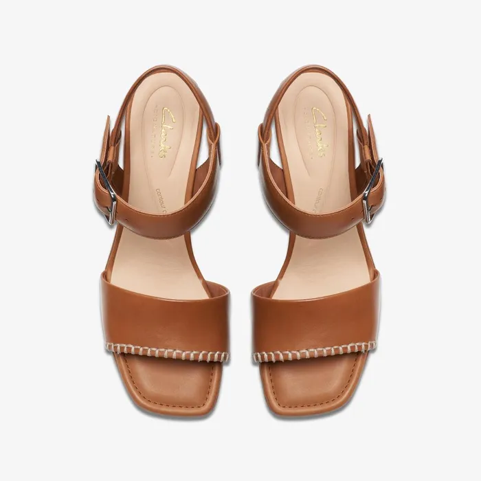 Siara 65 Buckle Tan Leather Women Clarks Sandals and Flip Flops