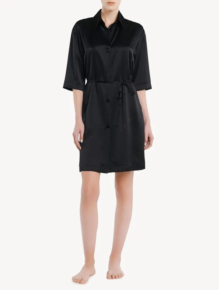 Silk Long Shirt In Black Sleepwear La Perla Silk Sleepwear Silk Long Shirt In Black Sleepwear La Perla Silk Sleepwear