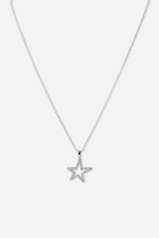Silver Cubic Zirconia Star Necklace Women Roman Jewellery