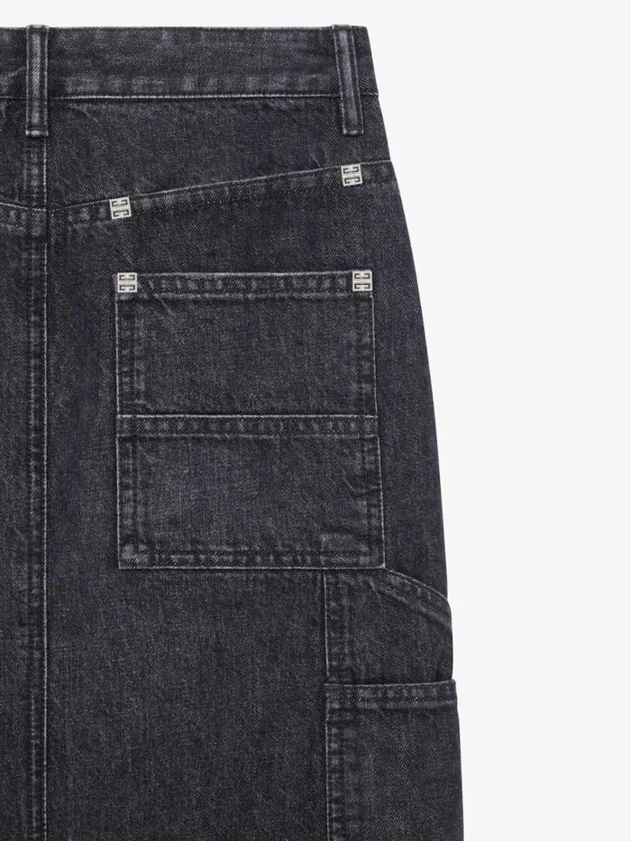 Skirt In Denim With Patches Faded Black Women Givenchy Skirts
