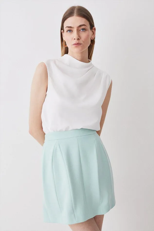 Skirts Women Karen Millen Compact Stretch Lantern Mini Skirt Mint