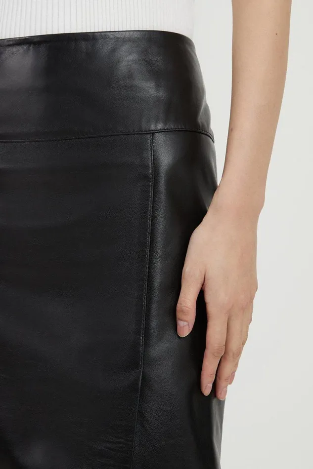 Skirts Women Karen Millen Leather Knee Length Pencil Skirt Black