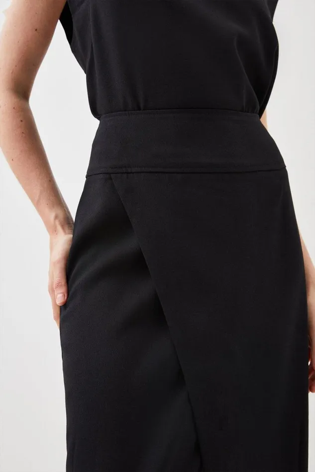 Skirts Women Karen Millen Satin Crepe Split Woven Maxi Skirt Black