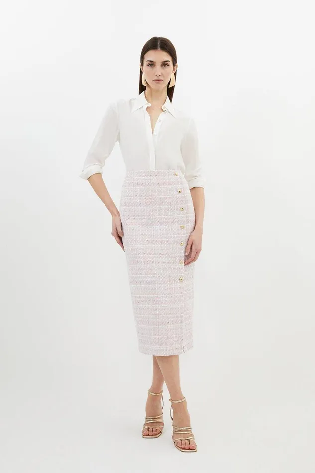 Skirts Women Karen Millen Tailored Boucle Pencil Skirt Blush