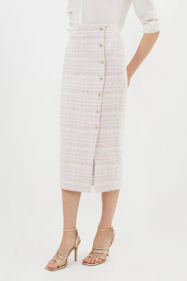 Skirts Women Karen Millen Tailored Boucle Pencil Skirt Blush