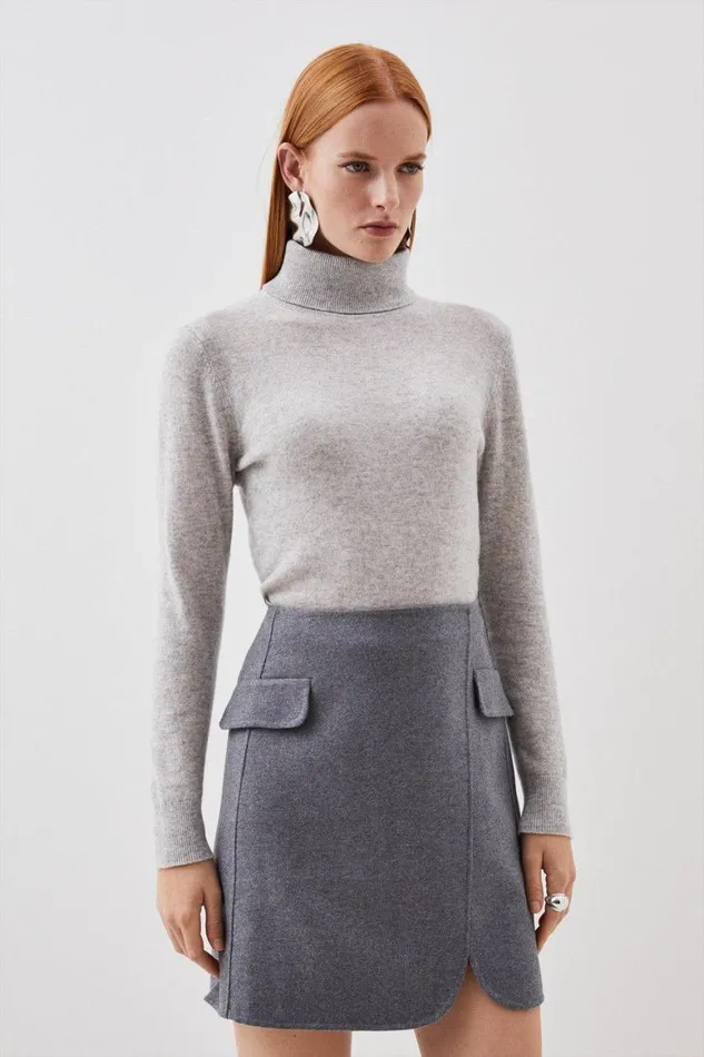 Skirts Women Karen Millen Tailored Double Faced Wool Blend Pocket Detail Mini Wrap Skirt Grey Skirts Women Karen Millen Tailored Double Faced Wool Blend Pocket Detail Mini Wrap Skirt Grey