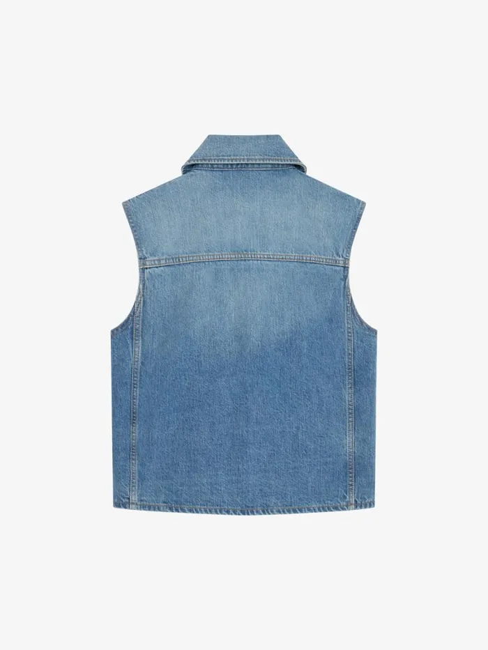 Sleeveless Jacket In Denim Medium Blue Men Givenchy Coats and Jackets
