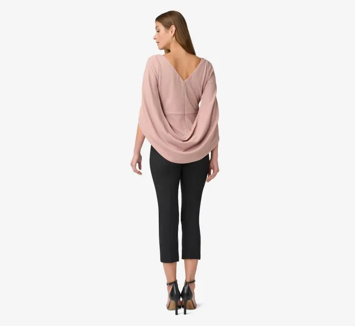 Sleeves Womens Adrianna Papell Draped Metallic Knit With Cowl Back In Blush