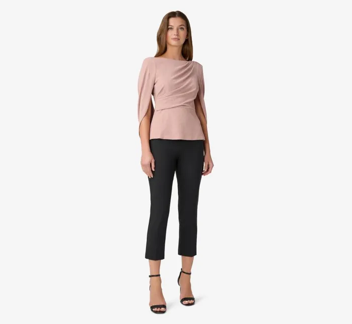 Sleeves Womens Adrianna Papell Draped Metallic Knit With Cowl Back In Blush