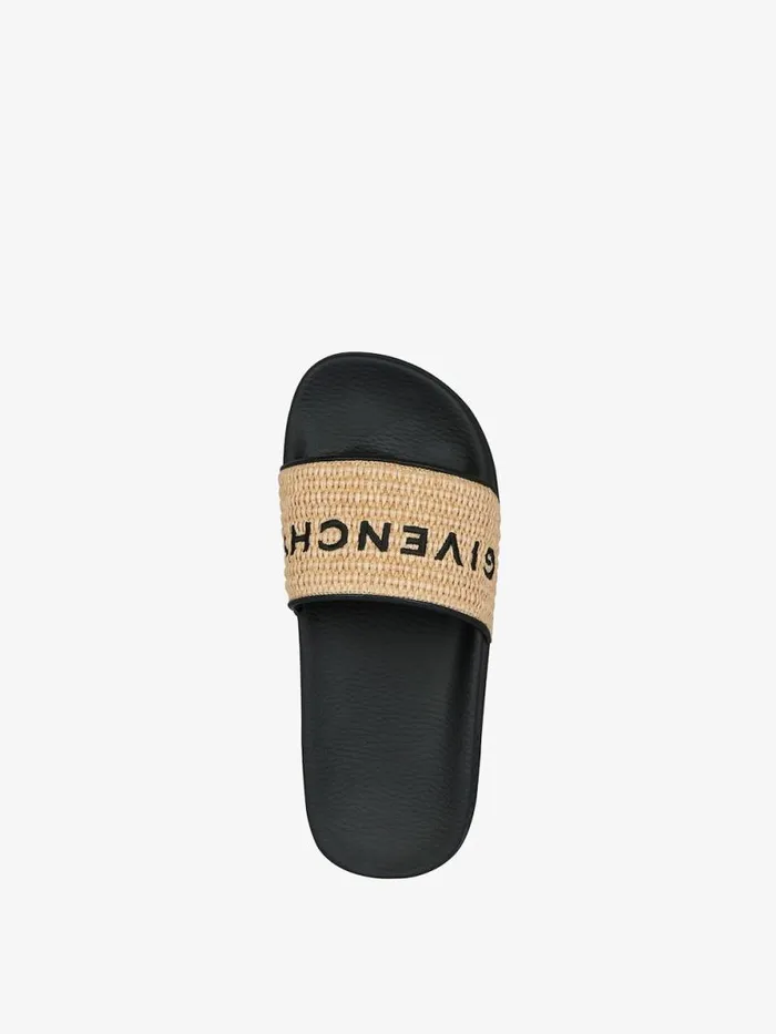 Slide Flat Sandals In Raffia Blacknatural Women Givenchy Slides and Sandals