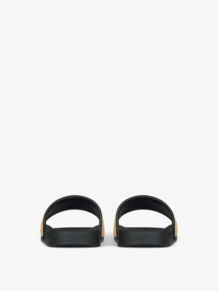 Slide Flat Sandals In Raffia Blacknatural Women Givenchy Slides and Sandals