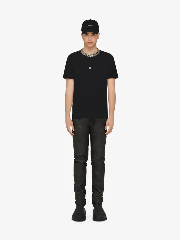 Slim Fit TShirt In Cotton With 4g Detail Black Men Givenchy TShirts