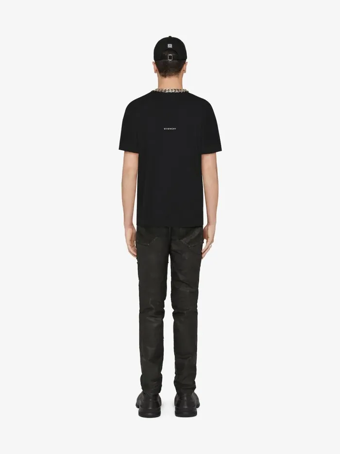 Slim Fit TShirt In Cotton With 4g Detail Black Men Givenchy TShirts