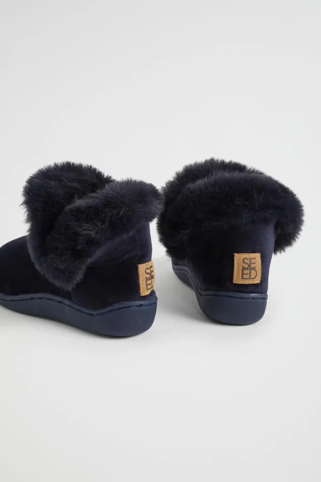 Slippers Girl Seed Heritage Fluffy House Boot Navy