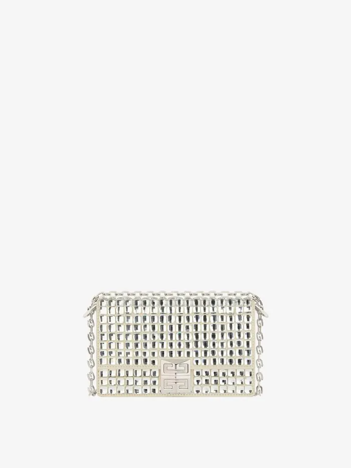 Small 4g Bag In Satin With Strass And Chain Natural Beige Women Givenchy Crossbody Bags