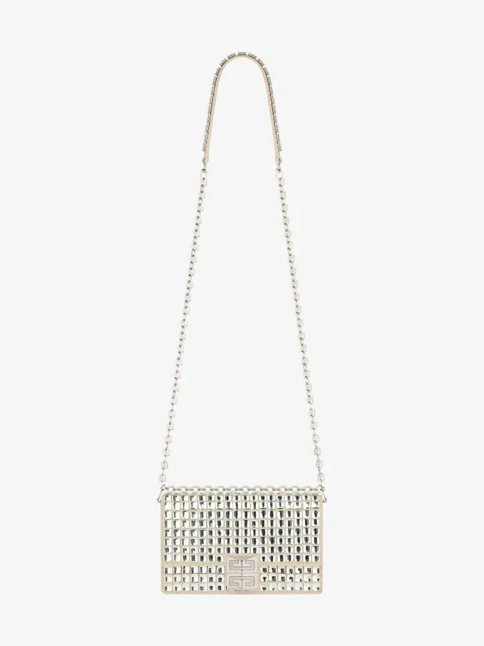 Small 4g Bag In Satin With Strass And Chain Natural Beige Women Givenchy Crossbody Bags