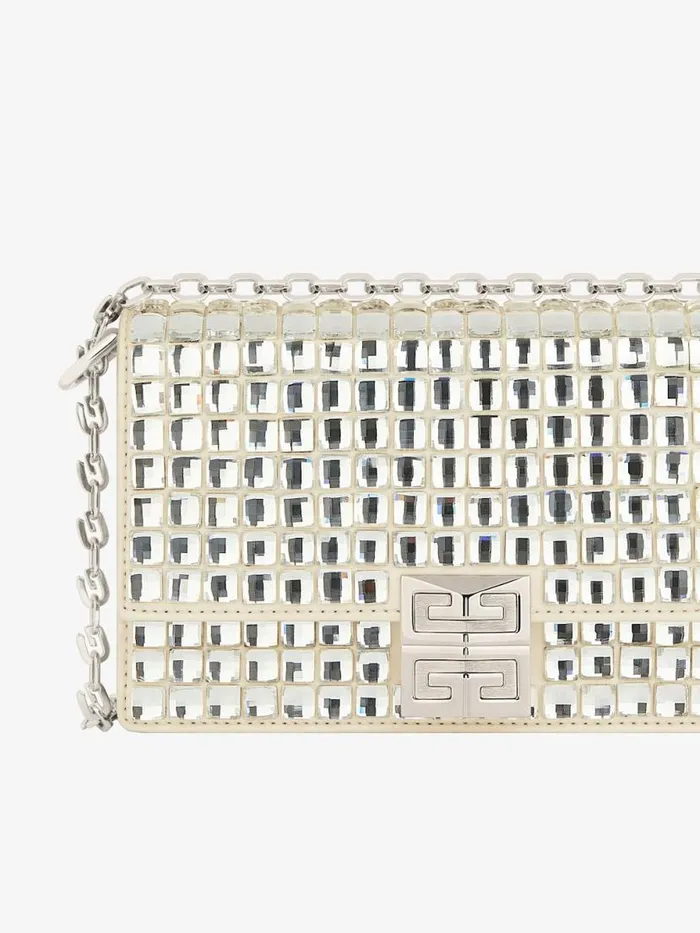 Small 4g Bag In Satin With Strass And Chain Natural Beige Women Givenchy Crossbody Bags