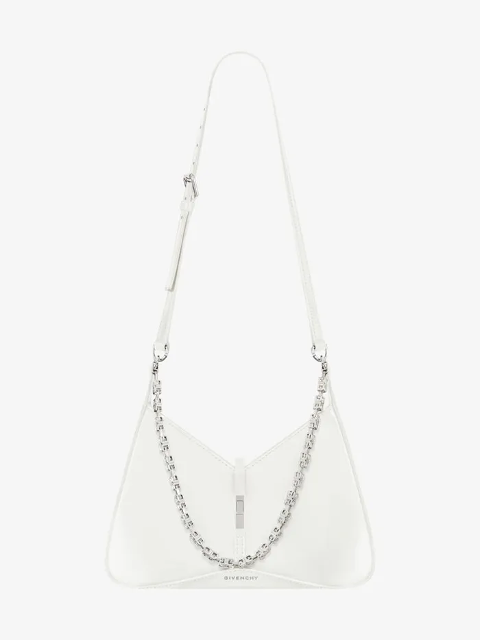 Small Cut Out Bag In Shiny Leather With Chain Ivory Women Givenchy Shoulder Bags
