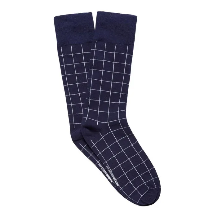 Socks Men Windsor Smith WINDOW CHECK MEN039S DRESS SOCK NAVY