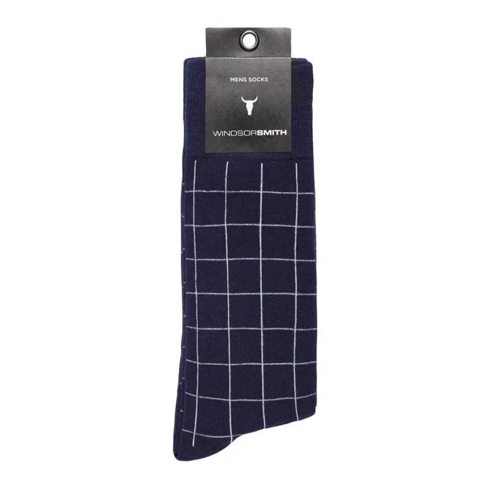 Socks Men Windsor Smith WINDOW CHECK MEN039S DRESS SOCK NAVY Socks Men Windsor Smith WINDOW CHECK MEN039S DRESS SOCK NAVY