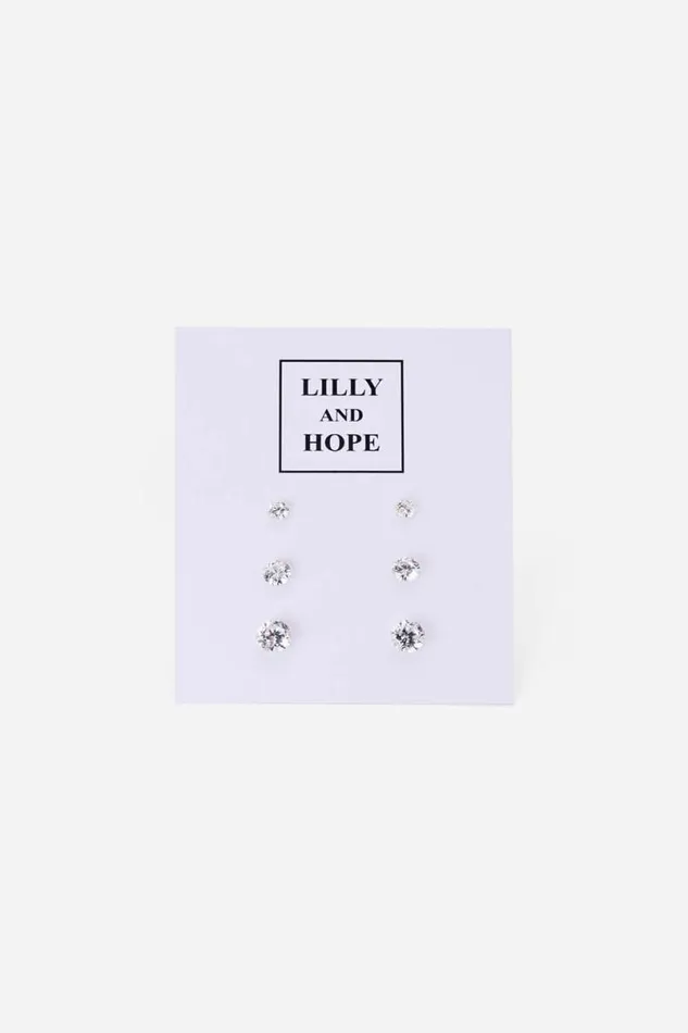 Sterling Silver Cubic Zirconia Stud Earring Set Women Roman Jewellery