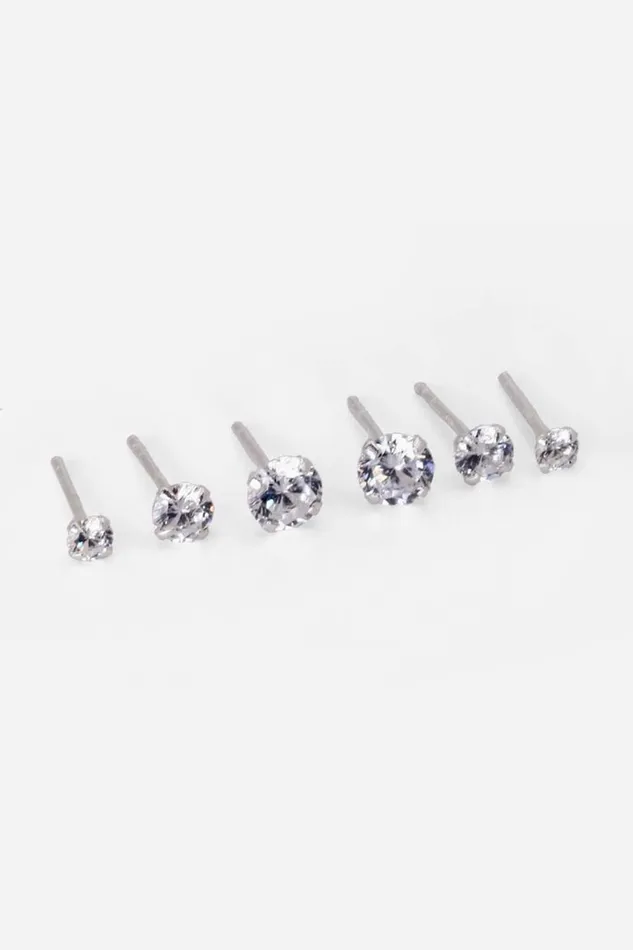 Sterling Silver Cubic Zirconia Stud Earring Set Women Roman Jewellery