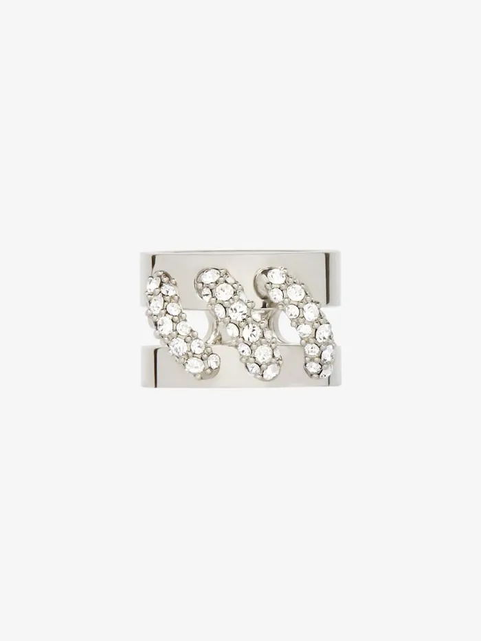 Stitch Ring In Metal With Crystals Silvery Women Givenchy Jewelry