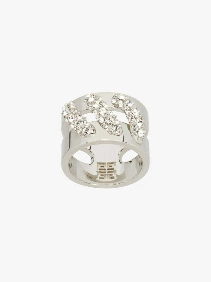 Stitch Ring In Metal With Crystals Silvery Women Givenchy Jewelry