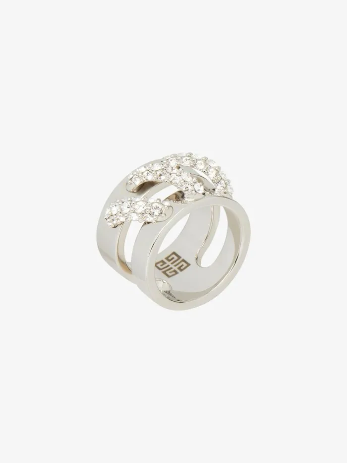Stitch Ring In Metal With Crystals Silvery Women Givenchy Jewelry