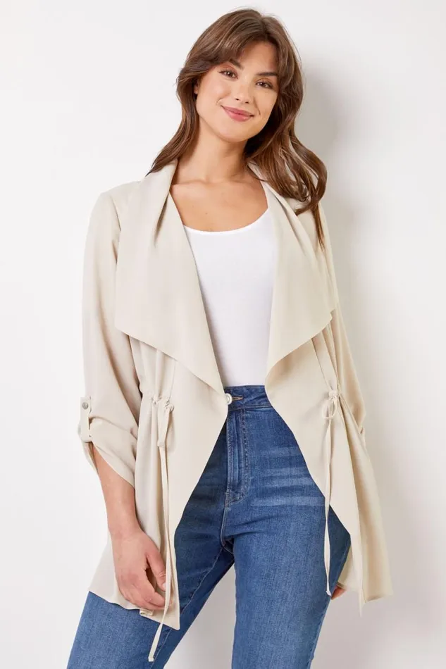 Stone Curve Waterfall Drawstring Jacket Women Roman Jackets
