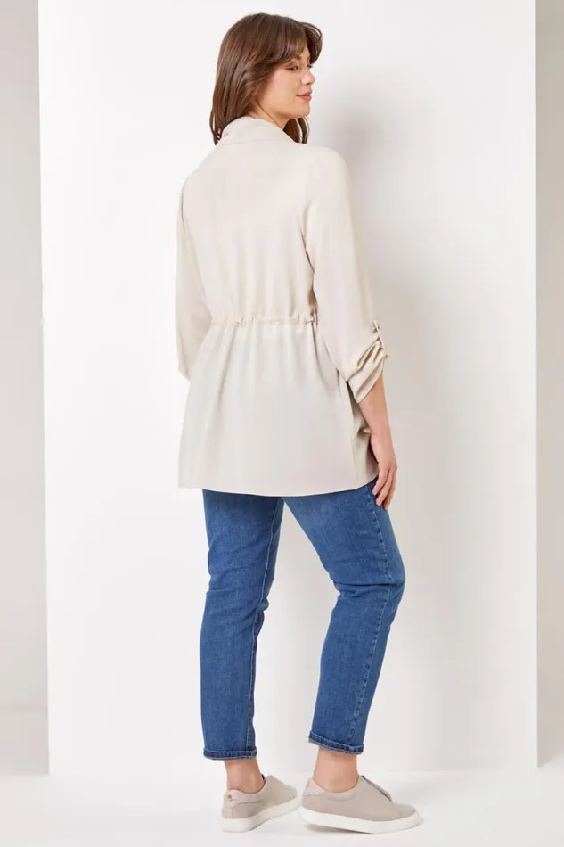 Stone Curve Waterfall Drawstring Jacket Women Roman Jackets